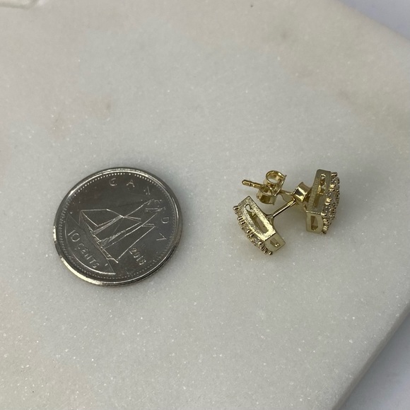 10K gold CZ micro set earrings - Picture 3 of 3